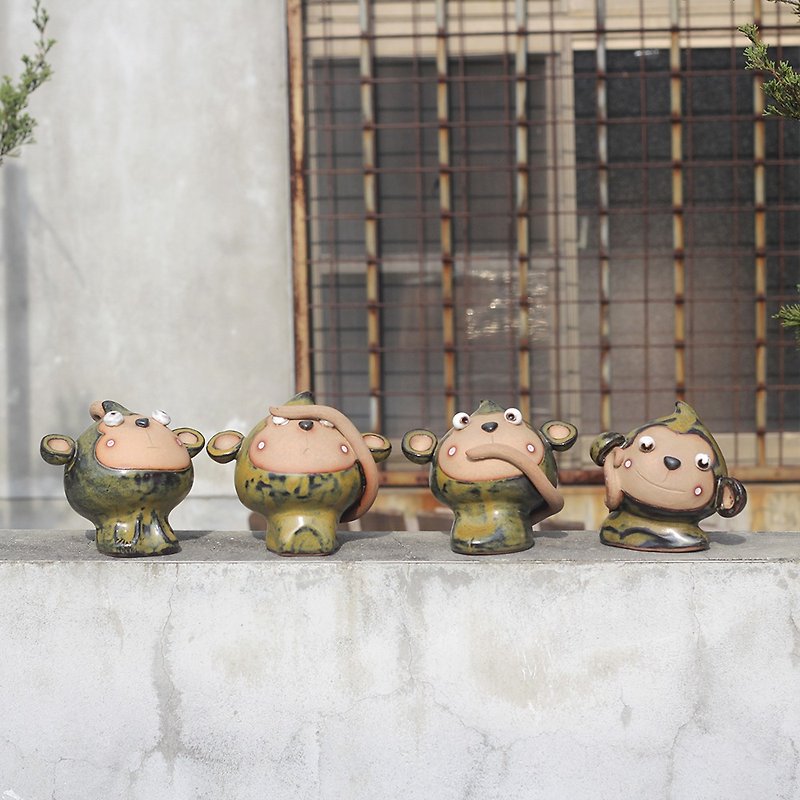 四猿 - 見ザル - 置物 - 陶器 