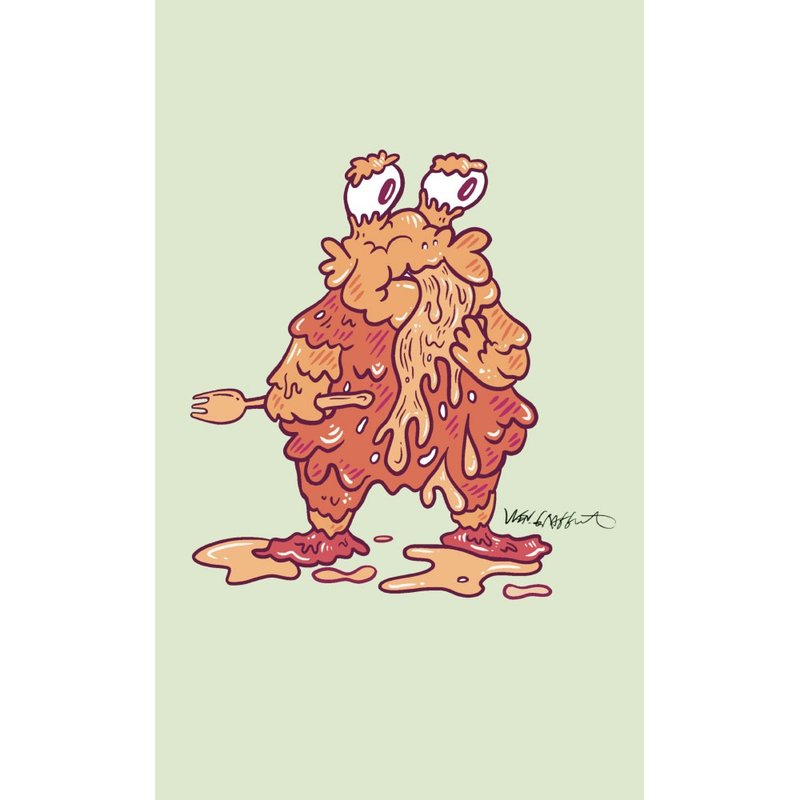 【木製パズルぶら下げ画像】よだれをたらしているモンスターの台湾オリジナルイラスト - パズル - 木製 レッド