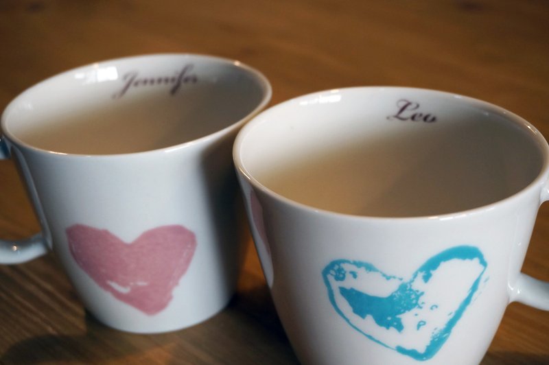 **Valentine's Day Special Limited**customized hand against cup group (including customized name) received before 3/14 3/9 ago in the order - Mugs - Porcelain Blue