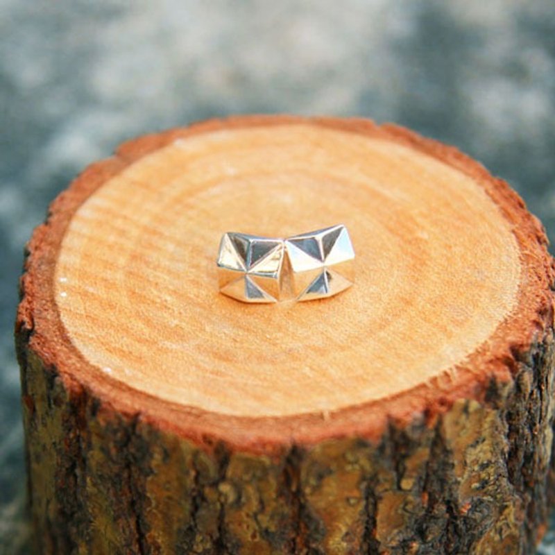 [Handmade custom silver jewelry] Origami fun | Square cut sterling silver earrings | - Earrings & Clip-ons - Sterling Silver Silver