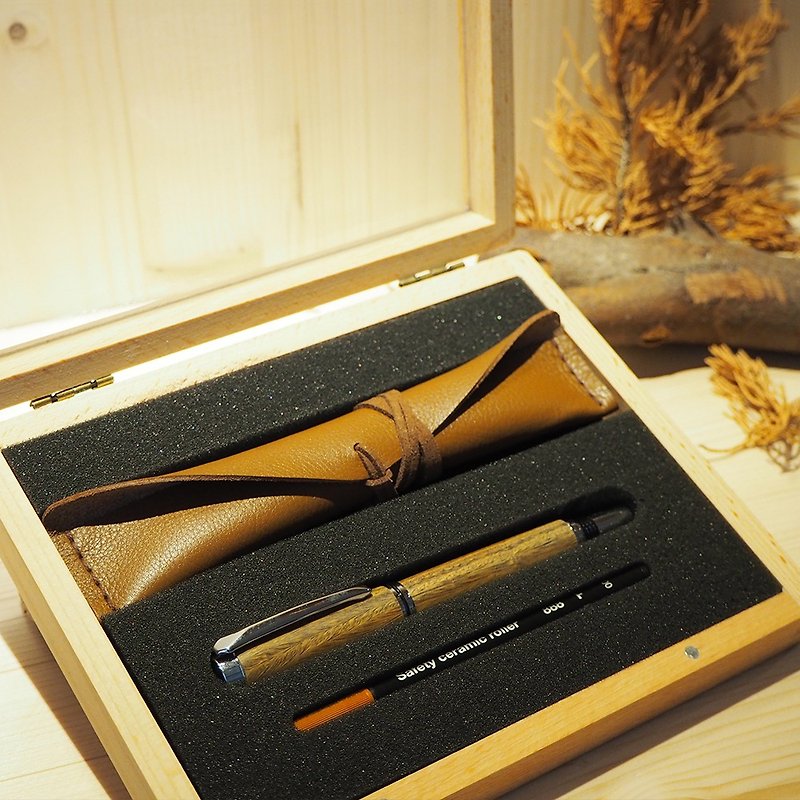 [Customized gift] [Extreme honor] ballpoint pen + handmade leather case handmade pen – boutique gift box set - Rollerball Pens - Wood 