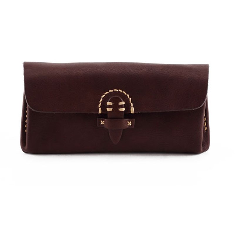 Handmade, Soft Leather Purse, Leather Wallet, Clutch Bag, Travel Wallet - 長短皮夾/錢包 - 真皮 咖啡色