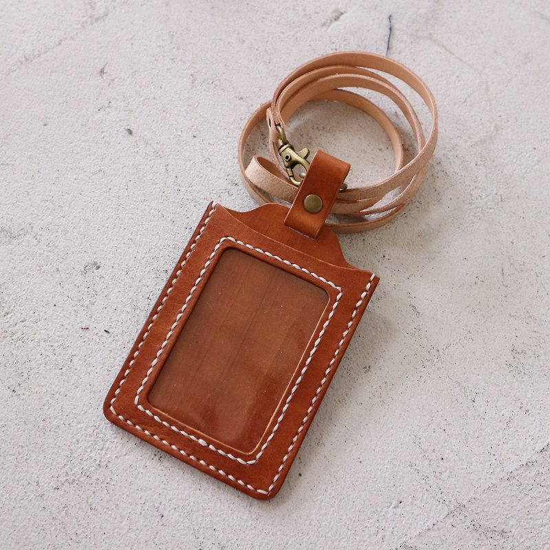 Play leather master course:: ID card set (with lanyard) / straight experience event appointment class leather DIY - Leather Goods - Genuine Leather 