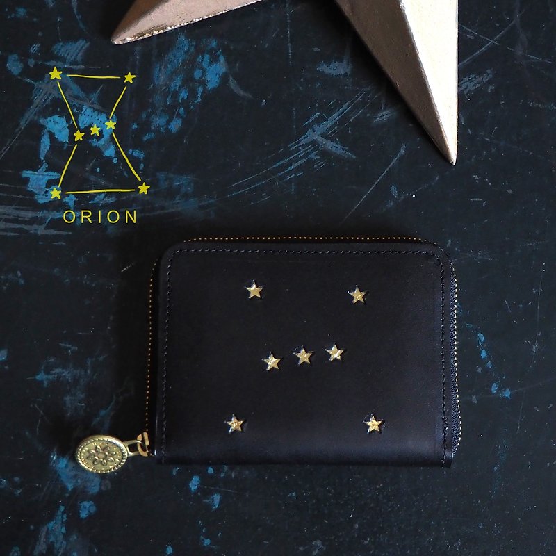 Round Zipper Compact Wallet / ORION Black ILL-1174 - กระเป๋าสตางค์ - หนังแท้ สีดำ