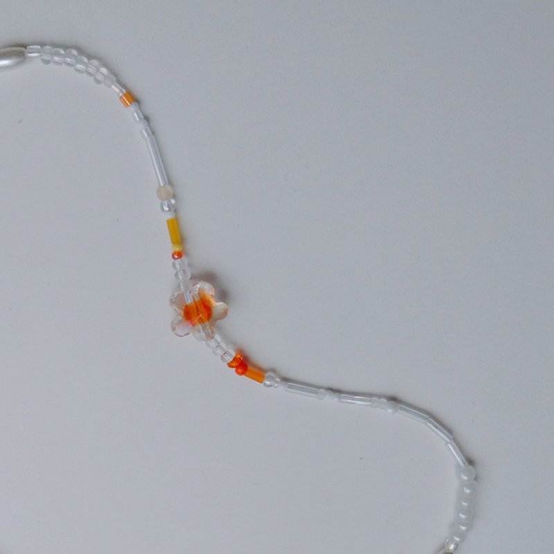 Ruirui Liuliu JUI&LIU Orange Wishing Transparent Sensation Japanese Beaded Design Handmade Necklace Bracelet - Necklaces - Waterproof Material Orange