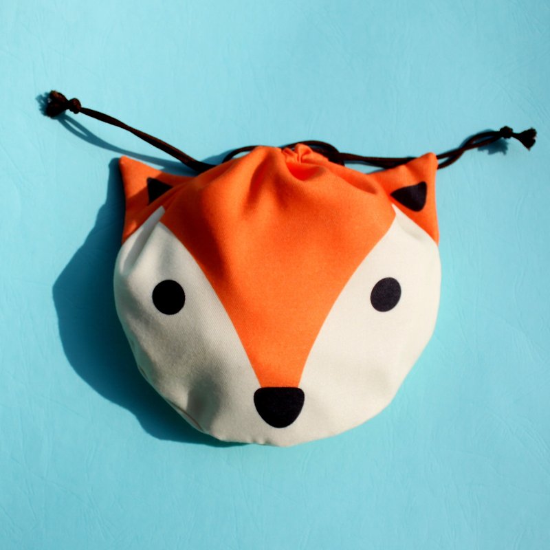 小狐狸造型束口袋 - 化妝包/收納袋 - 聚酯纖維 橘色