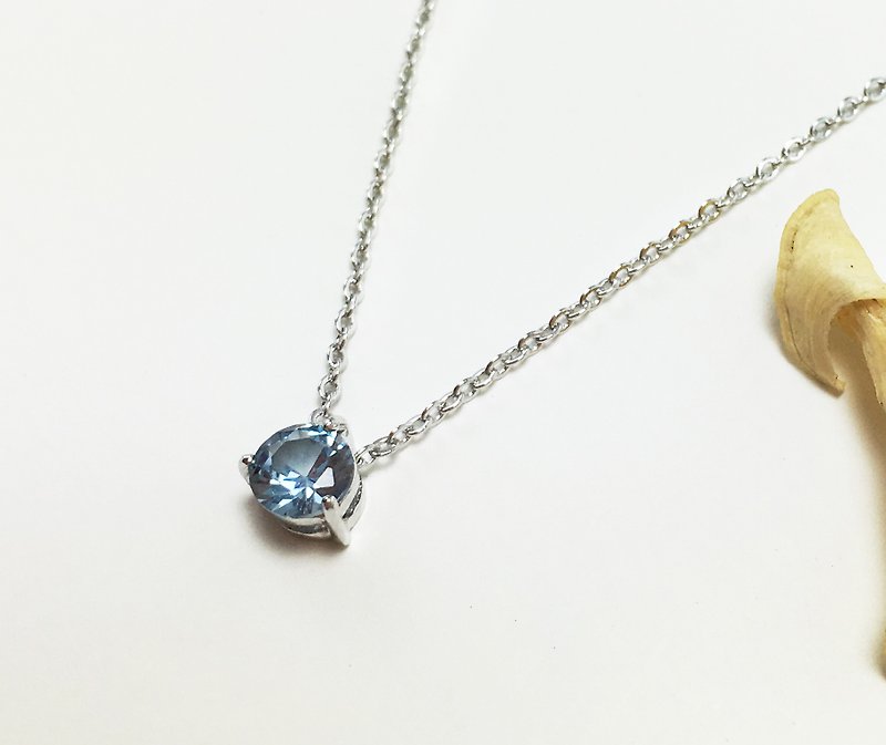 Birthstone Series/March/Aquamarine/Necklace/Birthday Gift - สร้อยคอ - เครื่องประดับพลอย ขาว