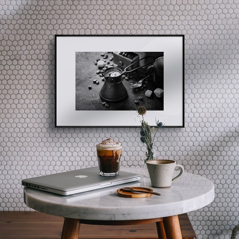 Aroma-Coffee Photography, Wall Decor, Black and White Coffee Print, Coffee Art - Posters - Other Materials Multicolor