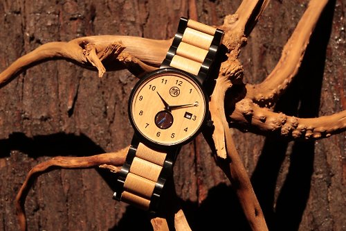 木表 瑞士機芯超薄裝 文青小秒針設計 日曆木製手錶