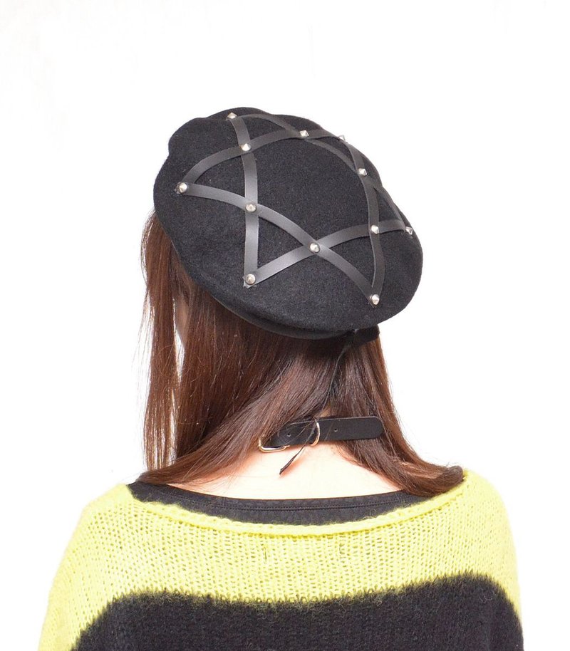 ヘキサグラムベレー帽/ブラック/レッド/Fサイズ/hellcatpunks/hcp-gd-0008 - 帽子 - 羊毛 黑色