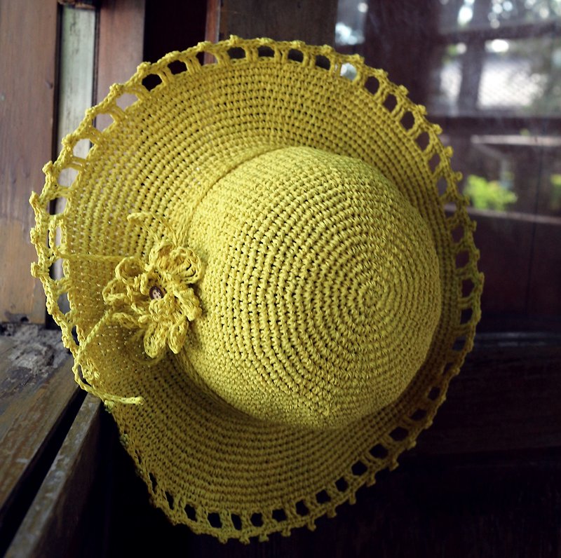ChiChi Handmade-Handmade Sun Hat-Outing/Light Trip/Birthday Gift - หมวก - กระดาษ สีเหลือง