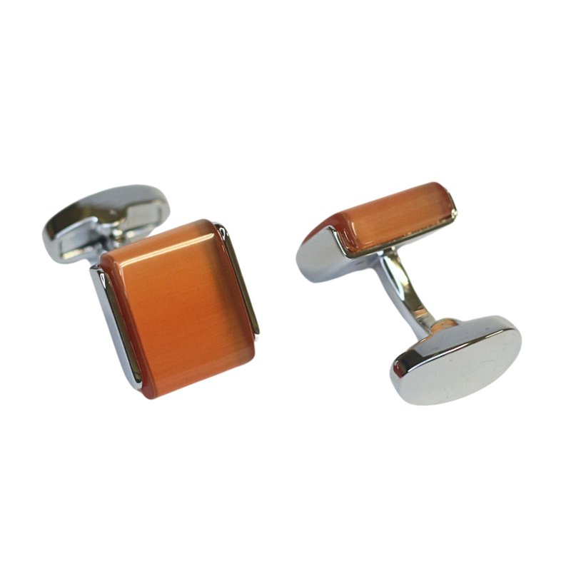 chapeaunoir orange Gemstone cufflinks - กระดุมข้อมือ - โลหะ สีส้ม