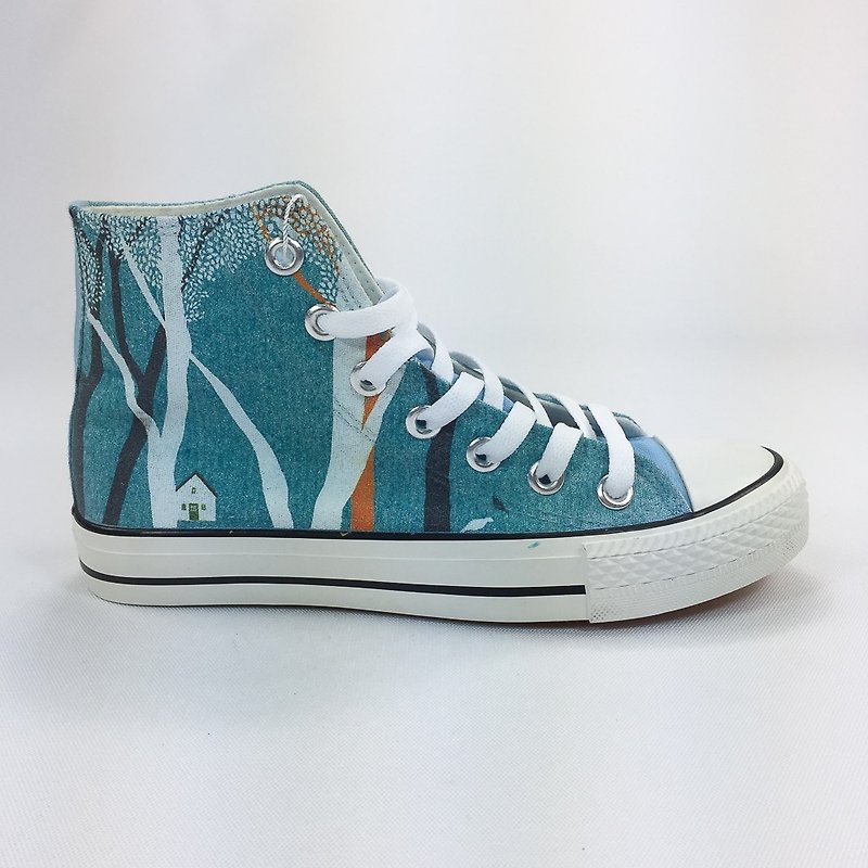 Childlike designer-forest life-Xue Huiying-canvas shoes (blue shoes leucorrhea / female models limited)-AF08 - รองเท้าลำลองผู้หญิง - ผ้าฝ้าย/ผ้าลินิน สีน้ำเงิน