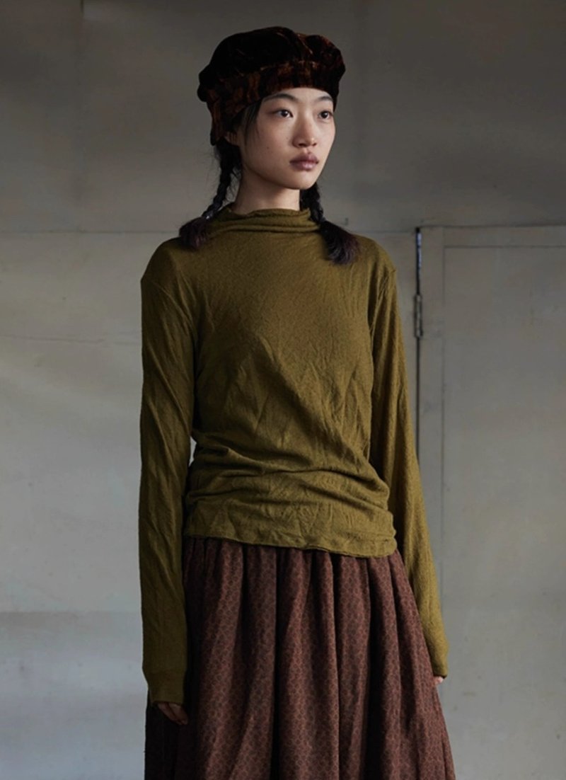 Retro Wenqing wool knitted half turtleneck bottoming shirt - สเวตเตอร์ผู้หญิง - วัสดุอื่นๆ หลากหลายสี