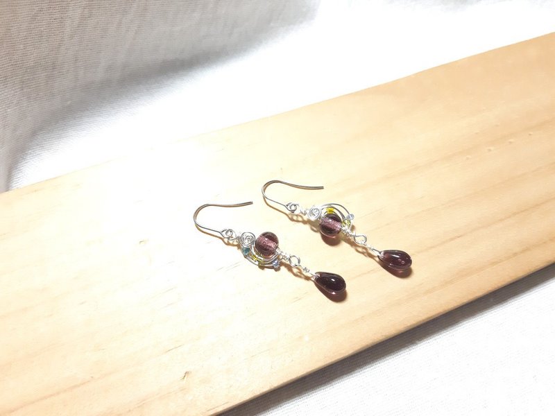 Grapefruit Forest Glass - Walking in the Starry Sky - Glass Earrings - ต่างหู - กระจกลาย หลากหลายสี