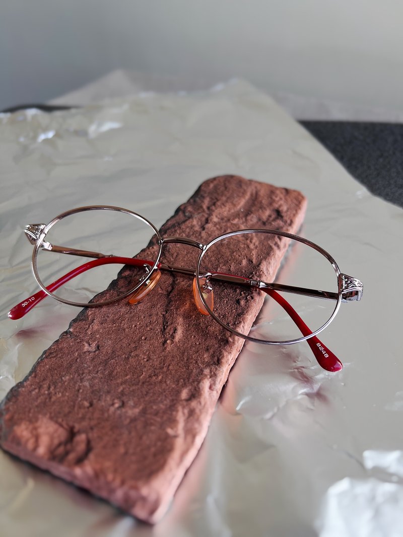 線性橢圓 玫瑰紫金 22kgp鏡框眼鏡 古董目著めがね japan/glasses - 眼鏡/鏡框 - 玫瑰金 紫色
