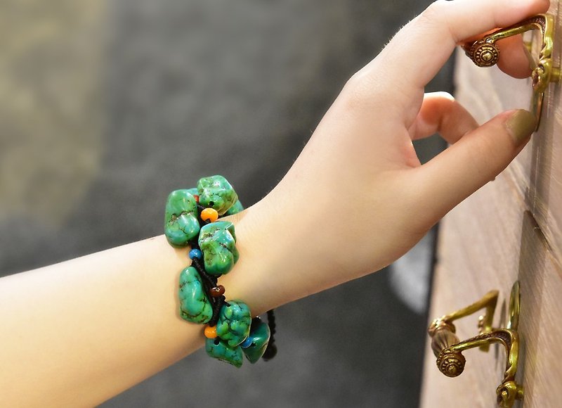 Juji turquoise bracelet - สร้อยข้อมือ - เครื่องเพชรพลอย 