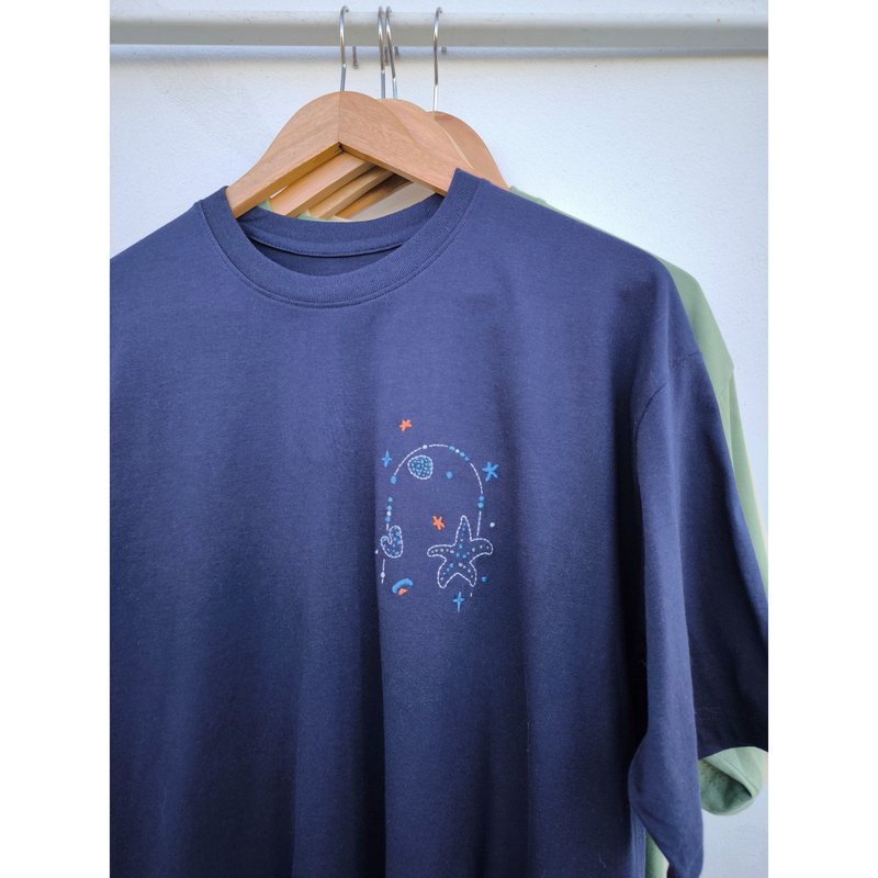 T-shirt | Embroidery | Sea Motif - 女 T 恤 - 棉．麻 多色