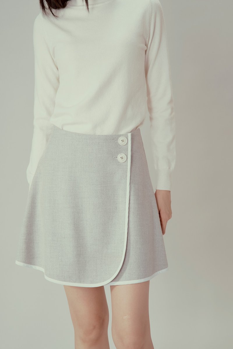 Gray wool A-line skirt - กระโปรง - เส้นใยสังเคราะห์ ขาว