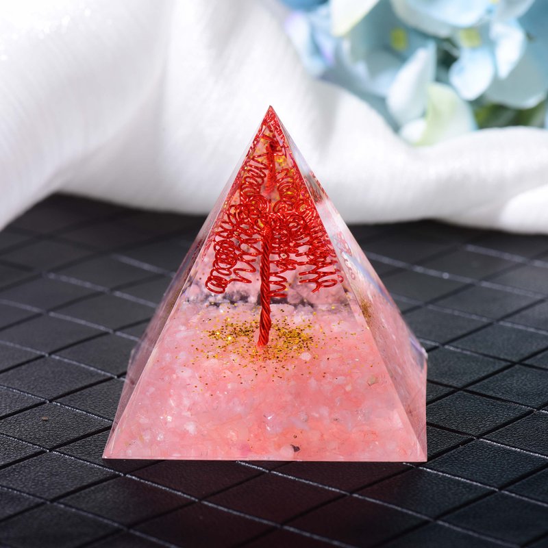 新品金字塔奧根塔Orgonite生命之樹/脈輪/人緣/冥想/能量粉水晶 - 擺飾/家飾品 - 樹脂 