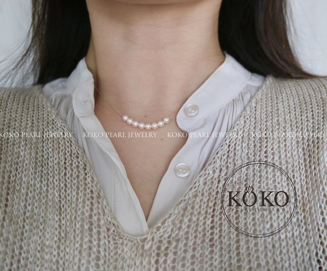 日本製 akoya真珠ネックレス 特売品 可愛いデザイン スマイル 10K 40cm