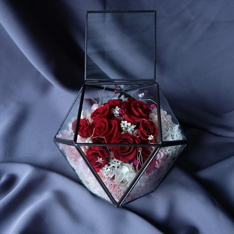 [挚爱]Geometric metal frame / red / pink / no withered flowers / eternal flowers / roses / Valentine's Day - Plants - Plants & Flowers Red