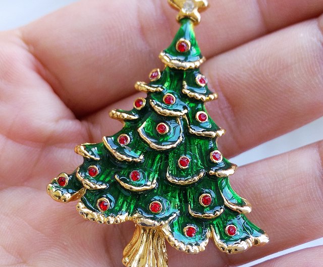 ヴィンテージジュエリー ウエスタンアンティークオーナメント クリスマスツリー 繊細な小さなピン - ショップ Vintage Jewelry 古い時  ジュエリー ピンバッジ・ピンズ - Pinkoi