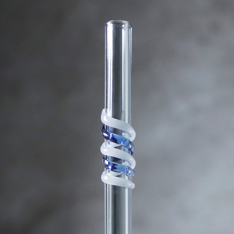 20cm（口径0.8cm）の平口マリンガラス色ストロー（クリーニングブラシ付き）環境に優しいカスタマイズ - ドリンクホルダー - ガラス グレー