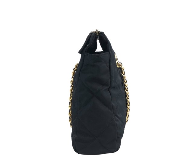 PRADA プラダ チェーンショルダーバッグ ブラック ヴィンテージ PRADA プラダ ショルダーバッグ ブラック ロゴ ギャザー レザー