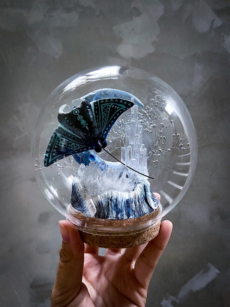 魟魚夜光玻璃盅 - 裝飾/擺設  - 玻璃 藍色