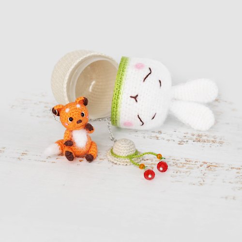 Sankatoys Crochet pattern Micro Fox Surprise egg bunny, PDF Digital Download, DIY mini