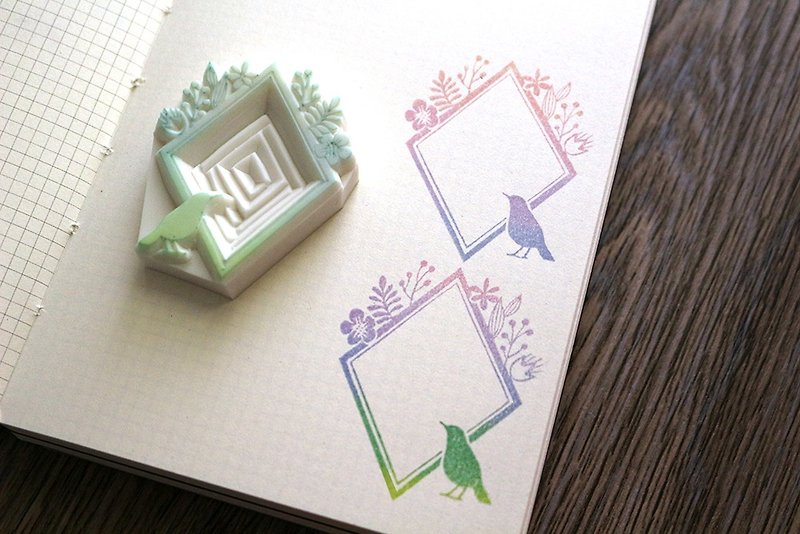 Apu handmade chapter practical flower and bird memo border stamp hand account stamp - ตราปั๊ม/สแตมป์/หมึก - ยาง 