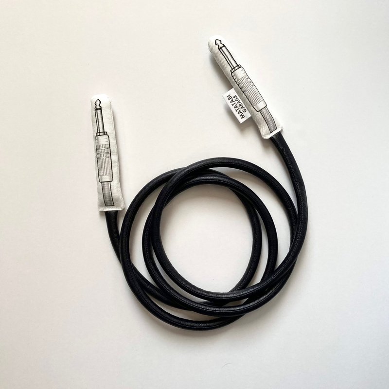 GUITAR CABLE (CAT TEASER) - Pet Toys - Faux Leather Black