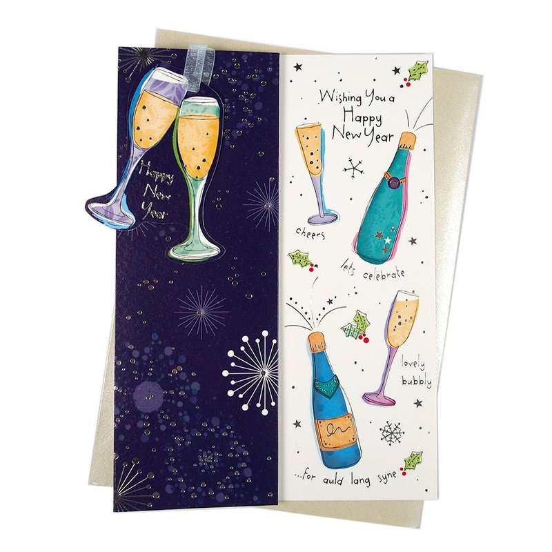 美しいニューイヤーカードを祝うために乾杯[リンデザイン-カードニューイヤーシリーズ] - はがき・メッセージカード - 紙 多色