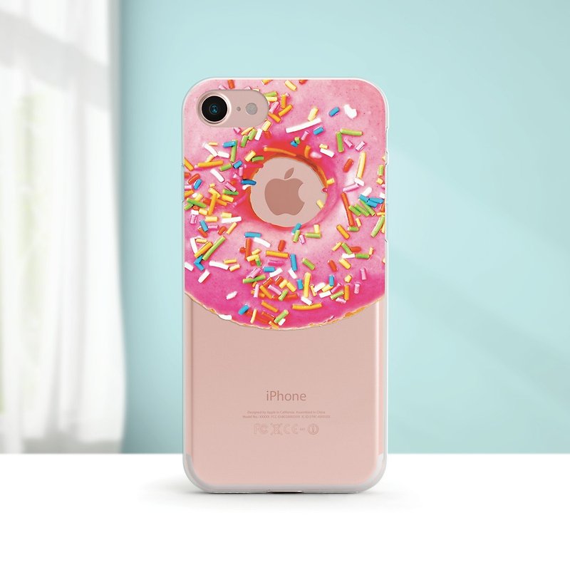甜甜圈- 防摔透明軟殼-  iPhone 14 pro, 13至iPhoneSE3, Samsung - 手機殼/手機套 - 塑膠 粉紅色