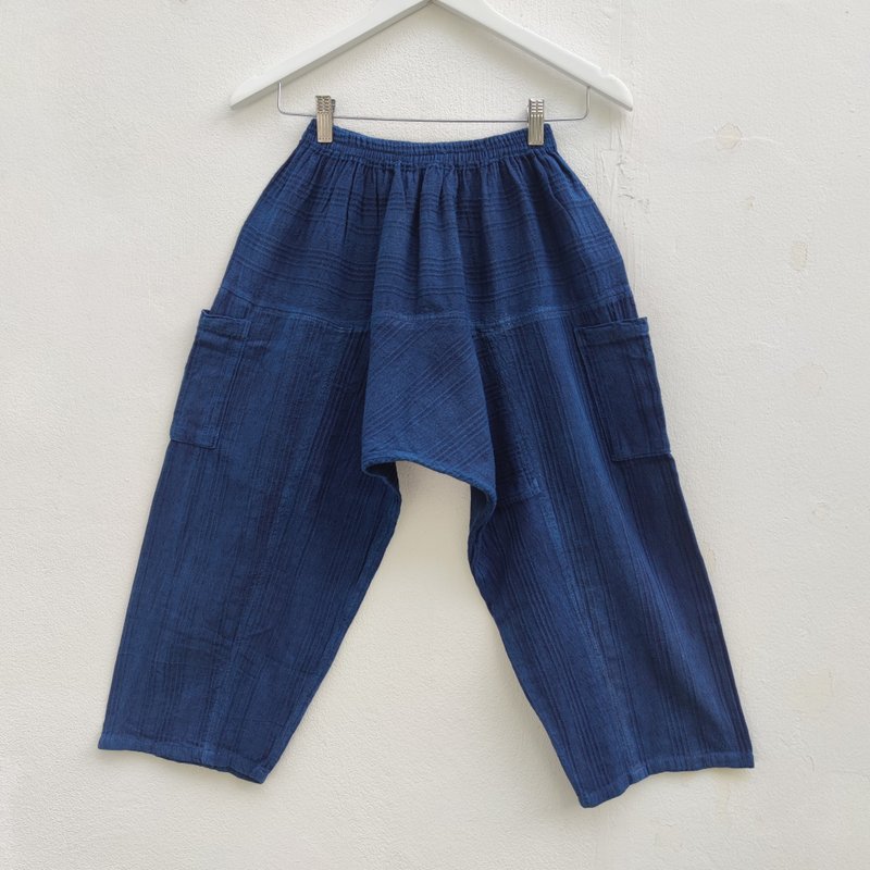 Original Indigo Pants -  九分褲 - 女長褲 - 棉．麻 藍色