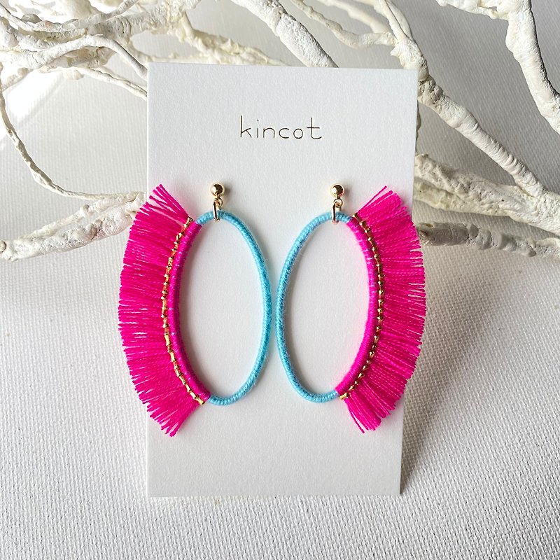 Clinière pierced Clip-On[light blue x pink] - Earrings & Clip-ons - Cotton & Hemp Pink