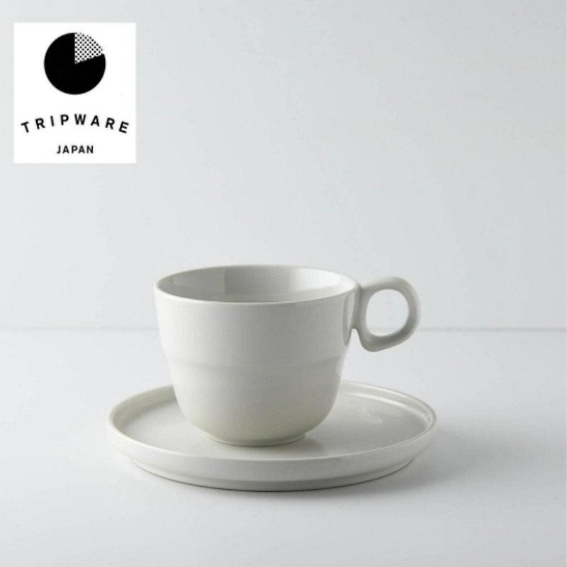 【Trip Ware Japan】Mug with saucer (Made in Japan)(Mino Ware)(White) - Mugs - Pottery 