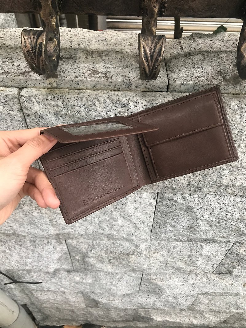 Sienna leather short wallet that can hold a driver’s license - Wallets - Genuine Leather Brown