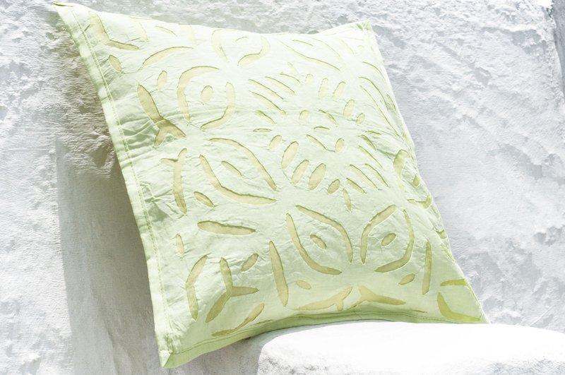 Hand-embroidered pillowcase Bohemia pillowcase Nordic style pillowcase ethnic style pillow-green lace - Pillows & Cushions - Cotton & Hemp Green