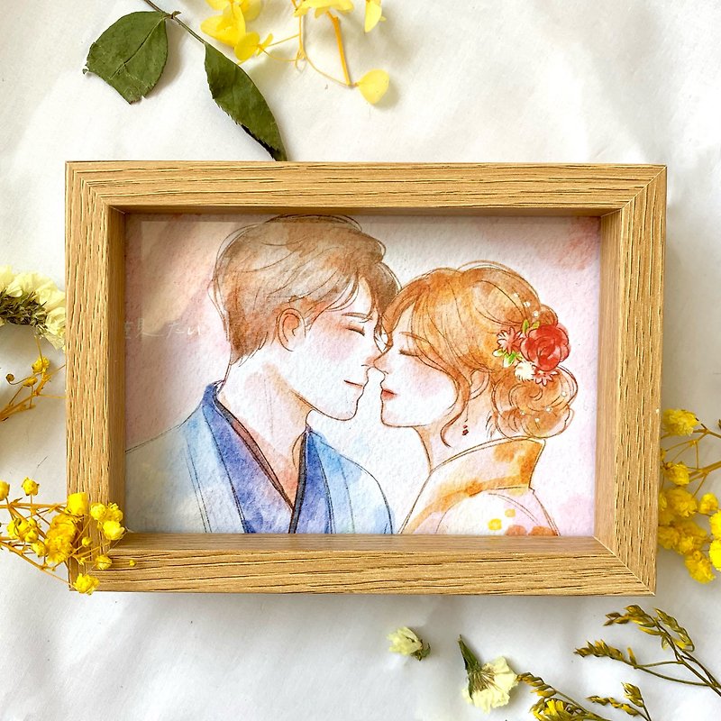 【SUNO Custom Hand-Painted×Wooden Photo Frame】Birthday couple gift pet - Picture Frames - Wood Brown