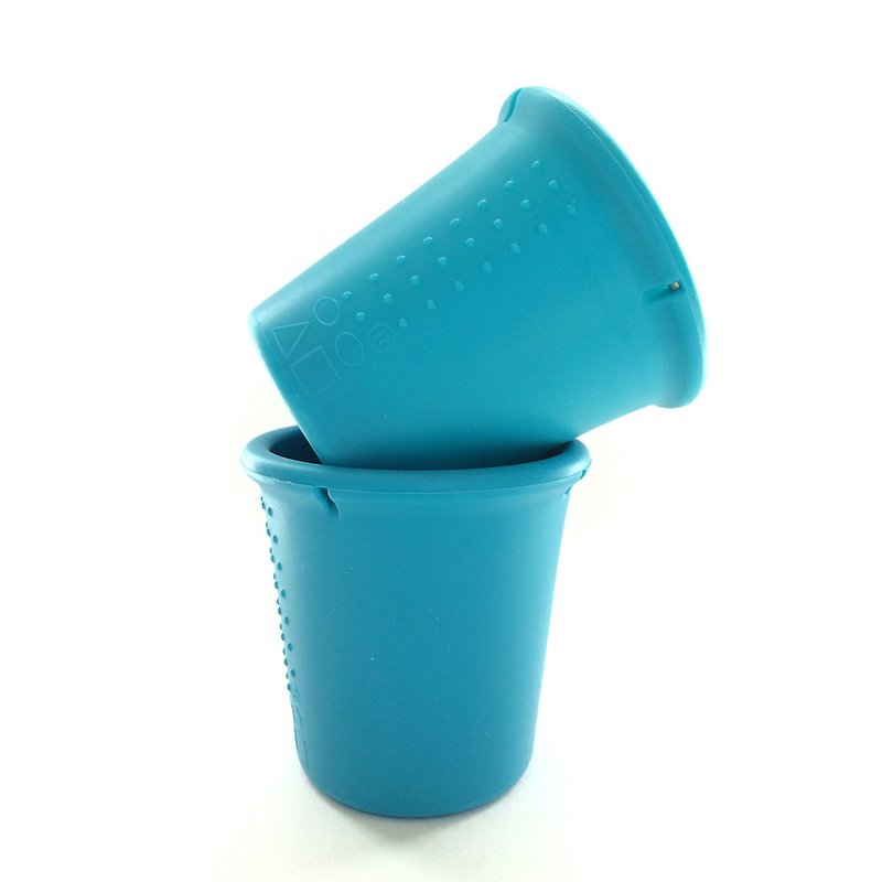 美國GoSili/Silikids 鉑金矽膠(8oz)矽膠杯兩入組(小湛藍) - 寶寶/兒童餐具/餐盤 - 矽膠 藍色