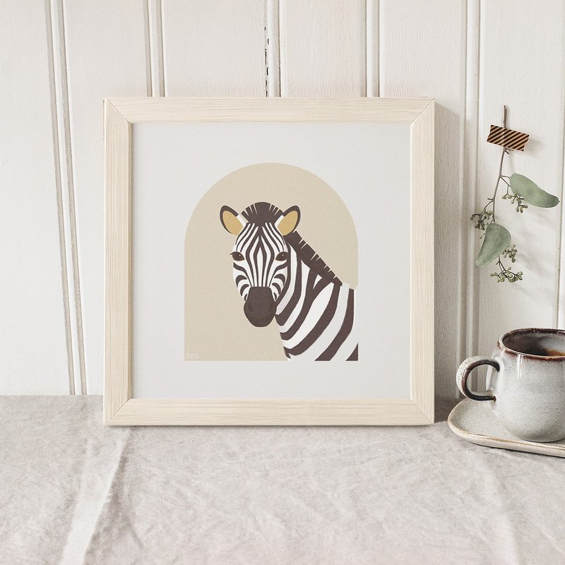 シマウマのミニマルアートポスター【静かな情熱】フレーム付き　癒やしと共感のギフト - 海報/掛畫/掛布 - 紙 