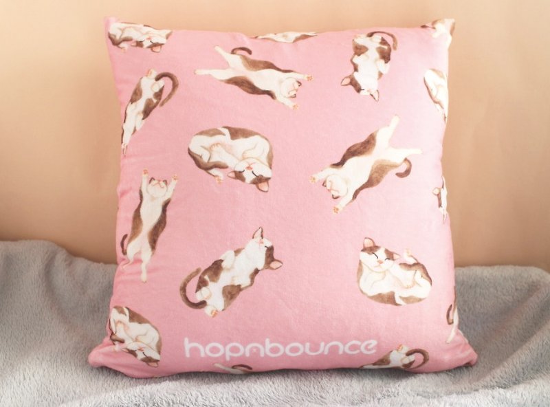 Cat Cushion Cover/ Plush Pillow/ Kitten print double sided cushion/animal cute - หมอน - ผ้าฝ้าย/ผ้าลินิน สึชมพู