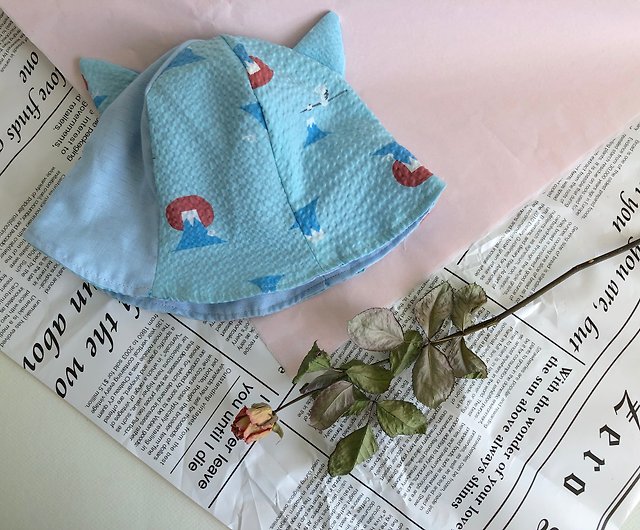 漁夫帽富士山貓耳朵嬰兒幼童兒童帽 設計館蔥之花皮革布手作 帽子 Pinkoi