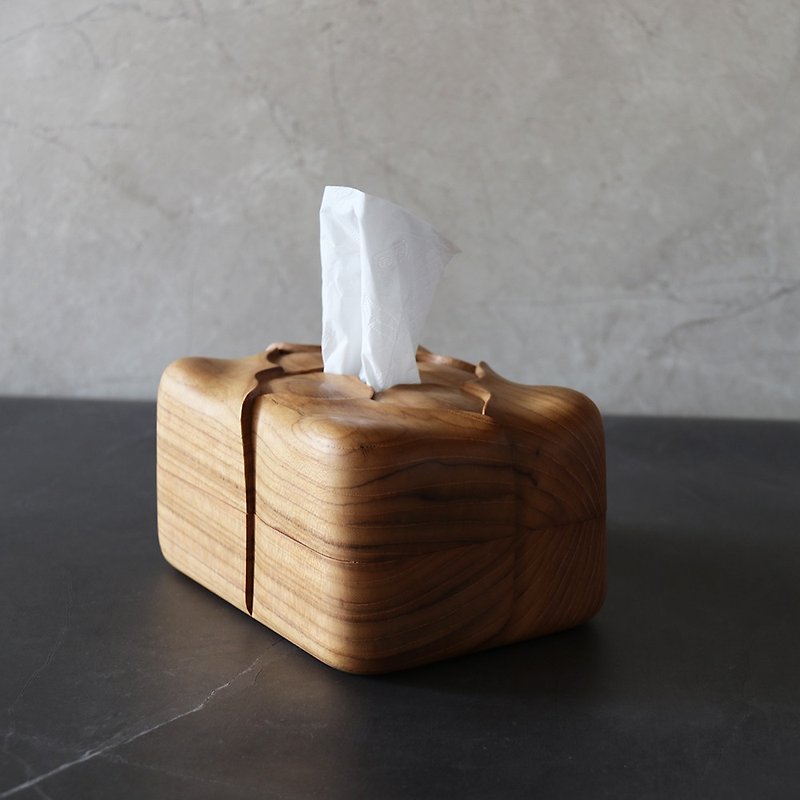 手彫りのチークの木ティッシュボックス - ティッシュボックス - 木製 