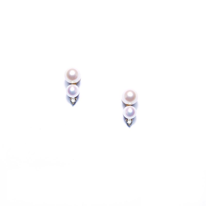 925銀厚鍍18K金Gradual Pearl Earring - 耳環/耳夾 - 珍珠 金色