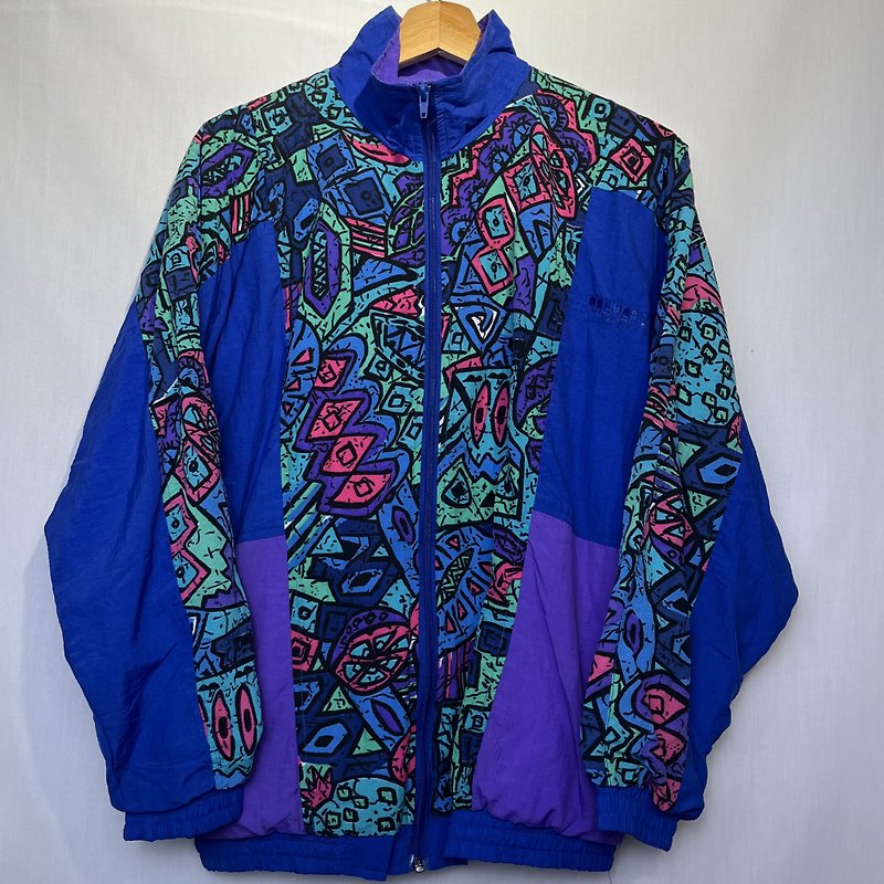 vintage 90s colorful patchwork coat - เสื้อโค้ทผู้ชาย - ผ้าฝ้าย/ผ้าลินิน หลากหลายสี