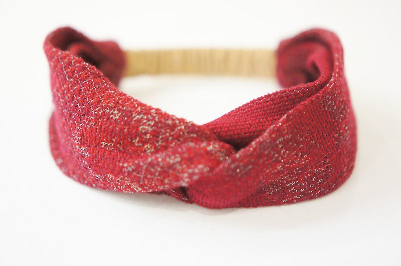 Knitting [flower window sill X Glory] red glitter headband - Hair Accessories - Other Materials Red