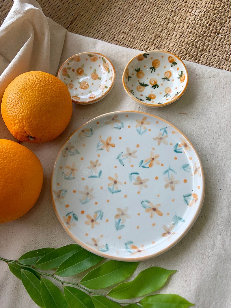 花皿セット - 花瓶・植木鉢 - 陶器 オレンジ